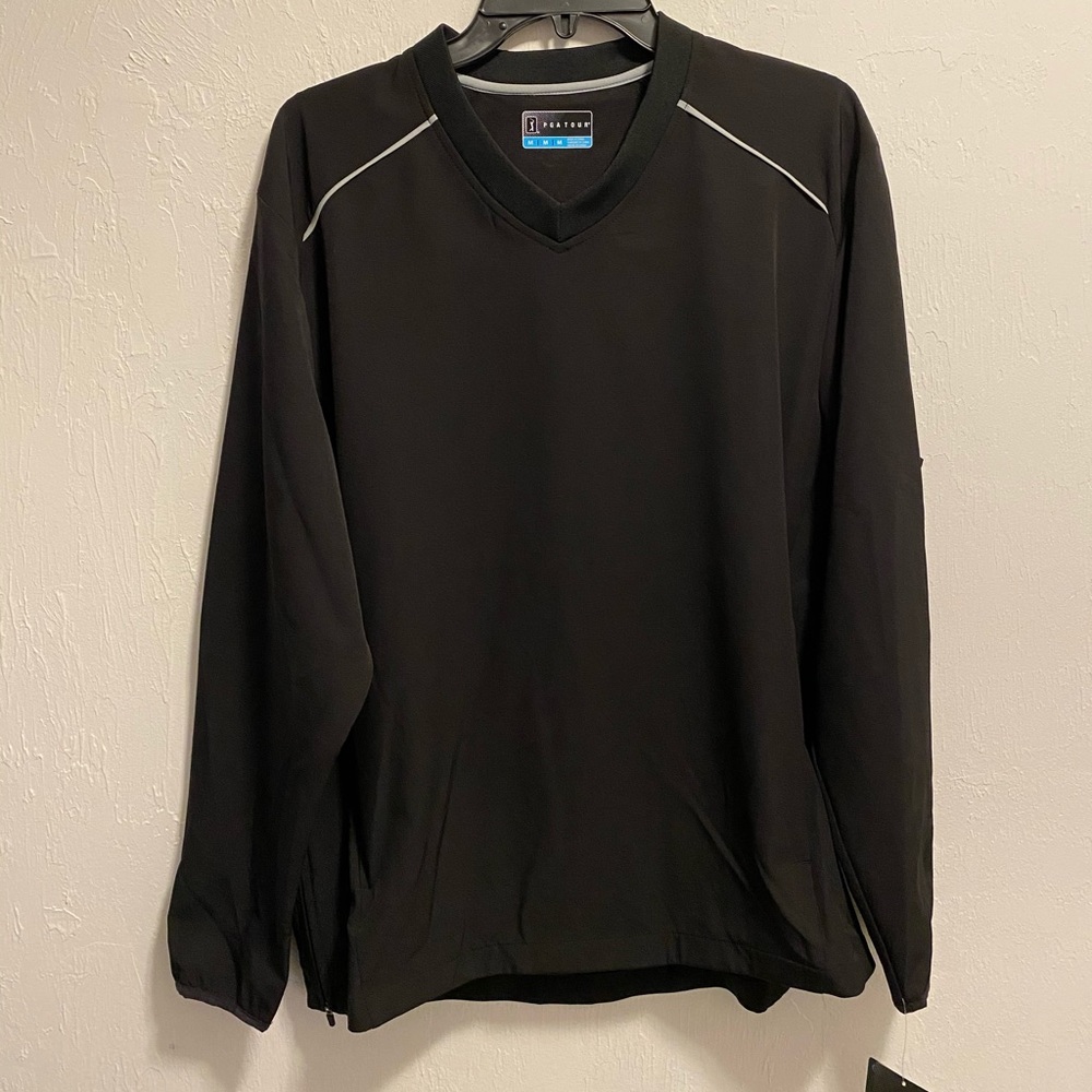 PGA Tour MotionFlux 360 Stretch Black Performance Long Sleeve Jersey Top